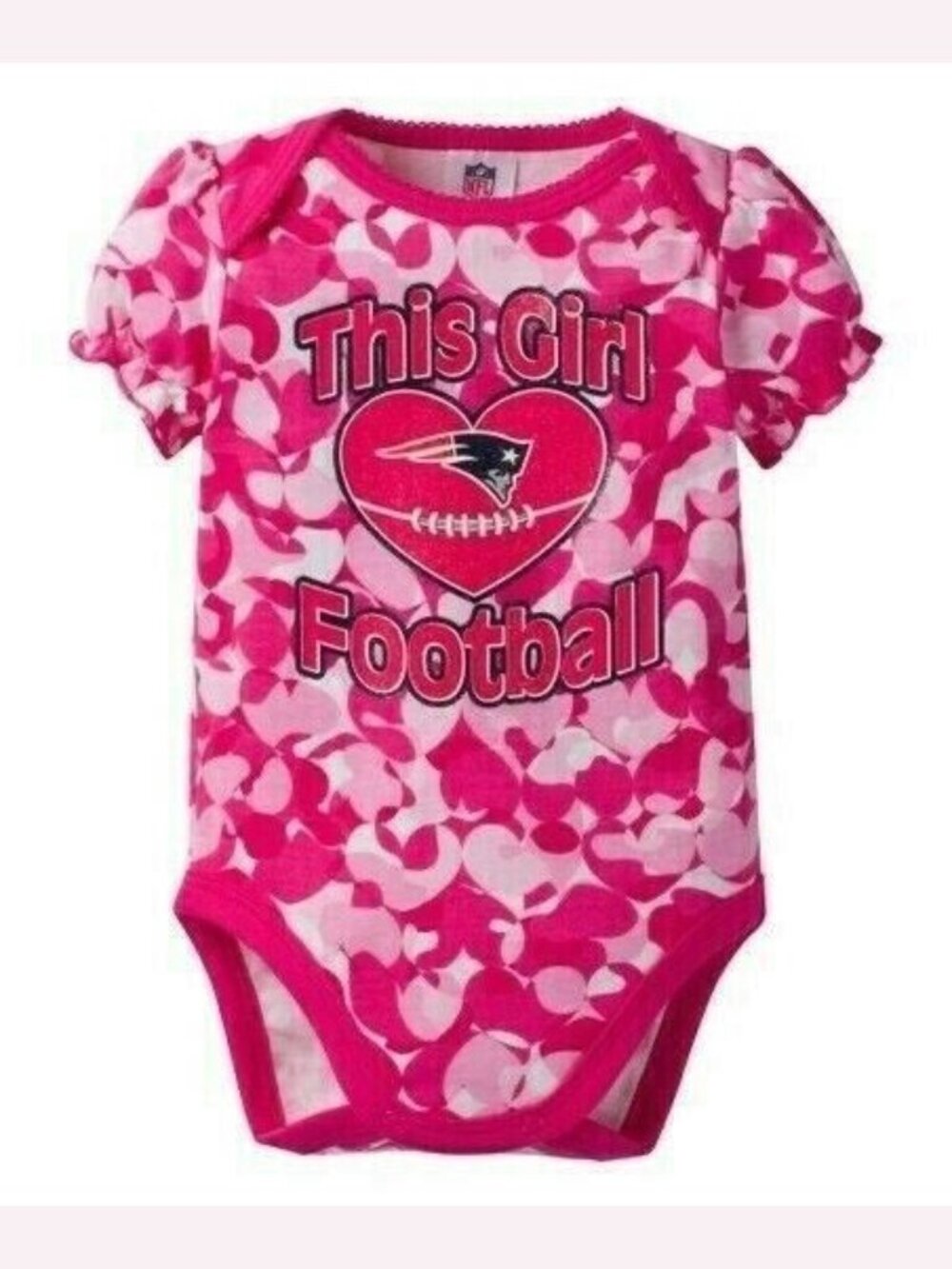 Baby Girl Infant Bodysuit Romper New England Patriots Pink LOVE FOOTBALL 0-3 M
